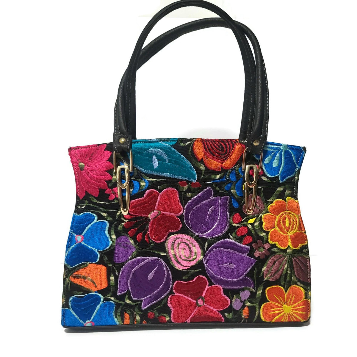Floral Leather Shoulder Bag: Handmade Boho Handbag