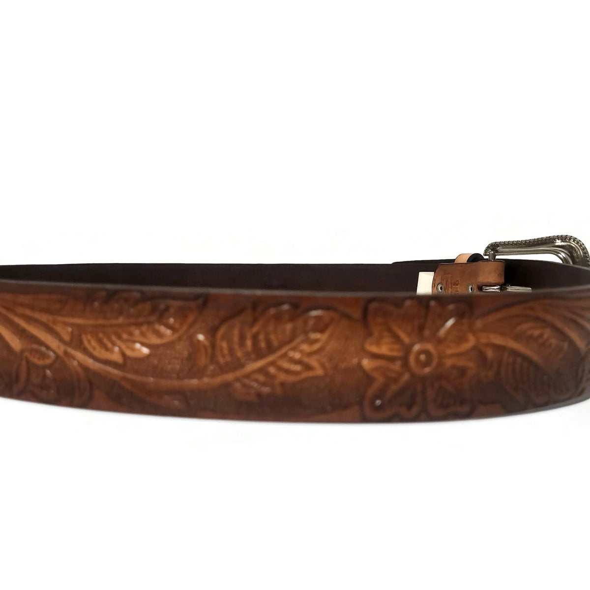 Brown Leather Belt for Women Floral Embossed Boho Bohemian Rodeo Western Style, Personalized