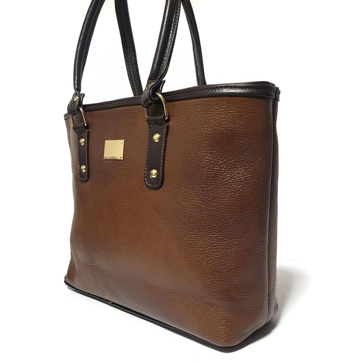 Handmade Cowhide Leather Tote Bag: Brown Shoulder Bag