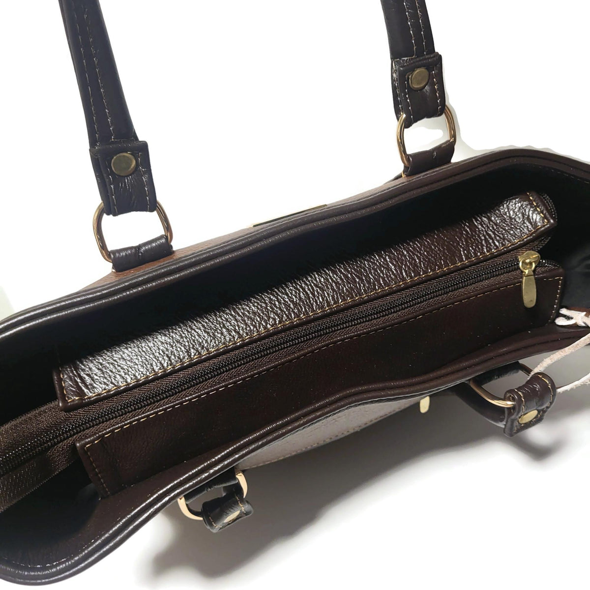 Handmade Cowhide Leather Tote Bag: Brown Shoulder Bag