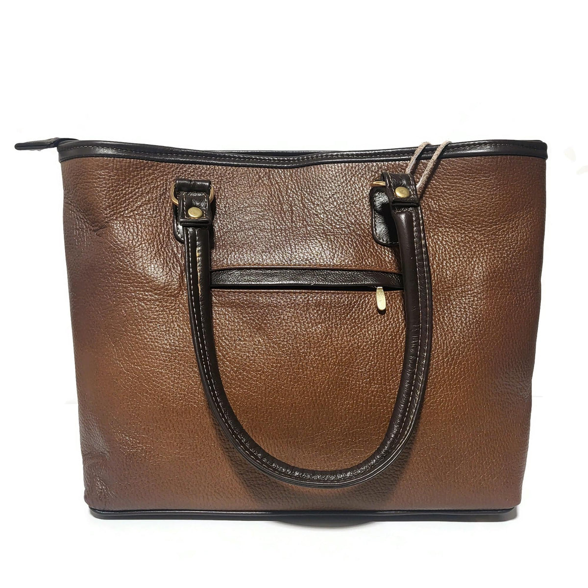Handmade Cowhide Leather Tote Bag: Brown Shoulder Bag