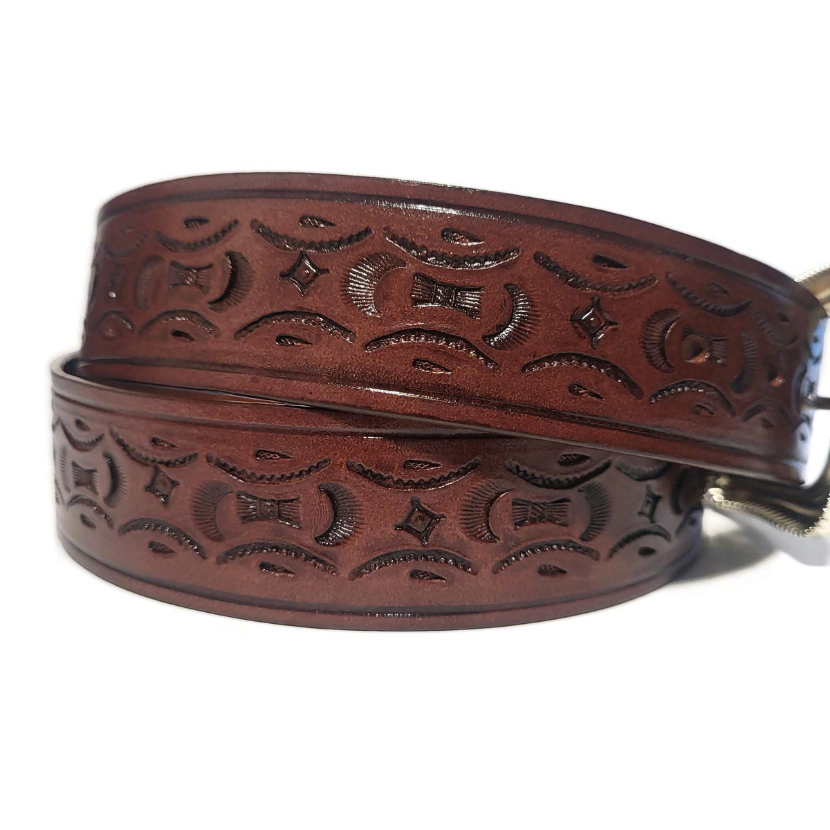 Brown Leather Western Belt for Men Removable Buckle, Cowboy Rodeo Style