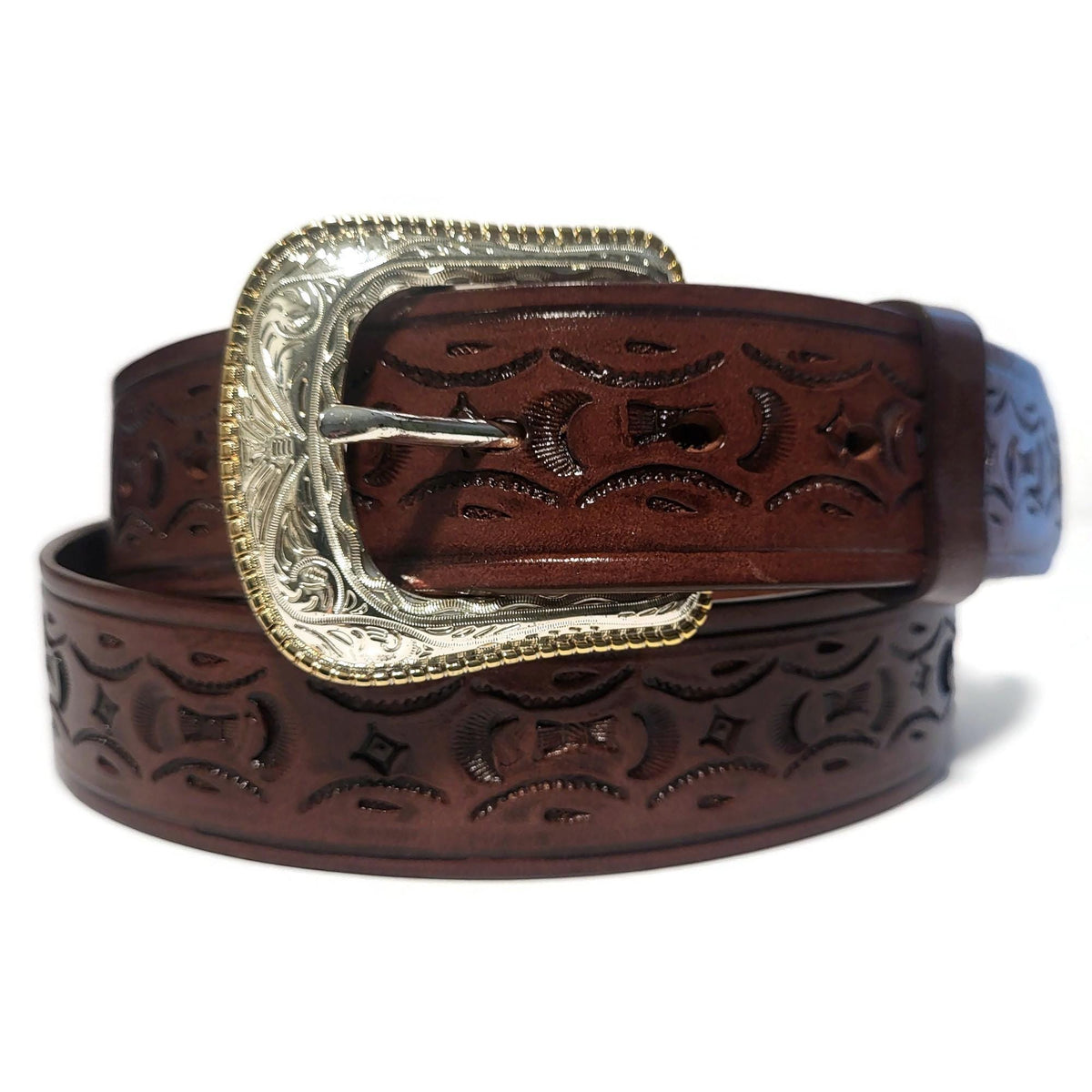 Brown Leather Western Belt for Men Removable Buckle, Cowboy Rodeo Style