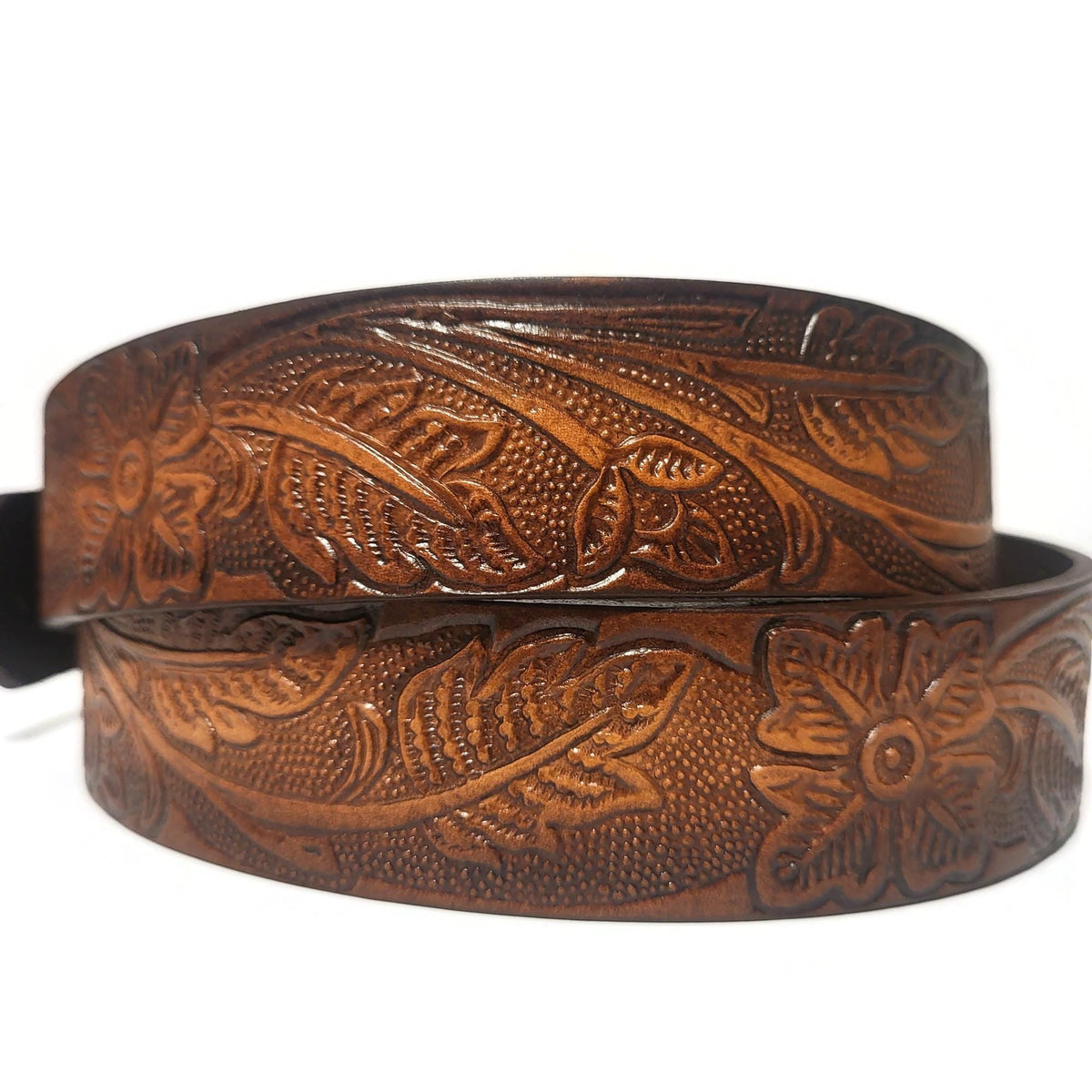 Brown Leather Belt for Women Floral Embossed Boho Bohemian Rodeo Western Style, Personalized