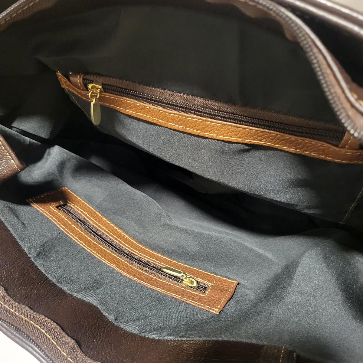Handmade Cowhide Leather Tote Bag: Brown Shoulder Bag