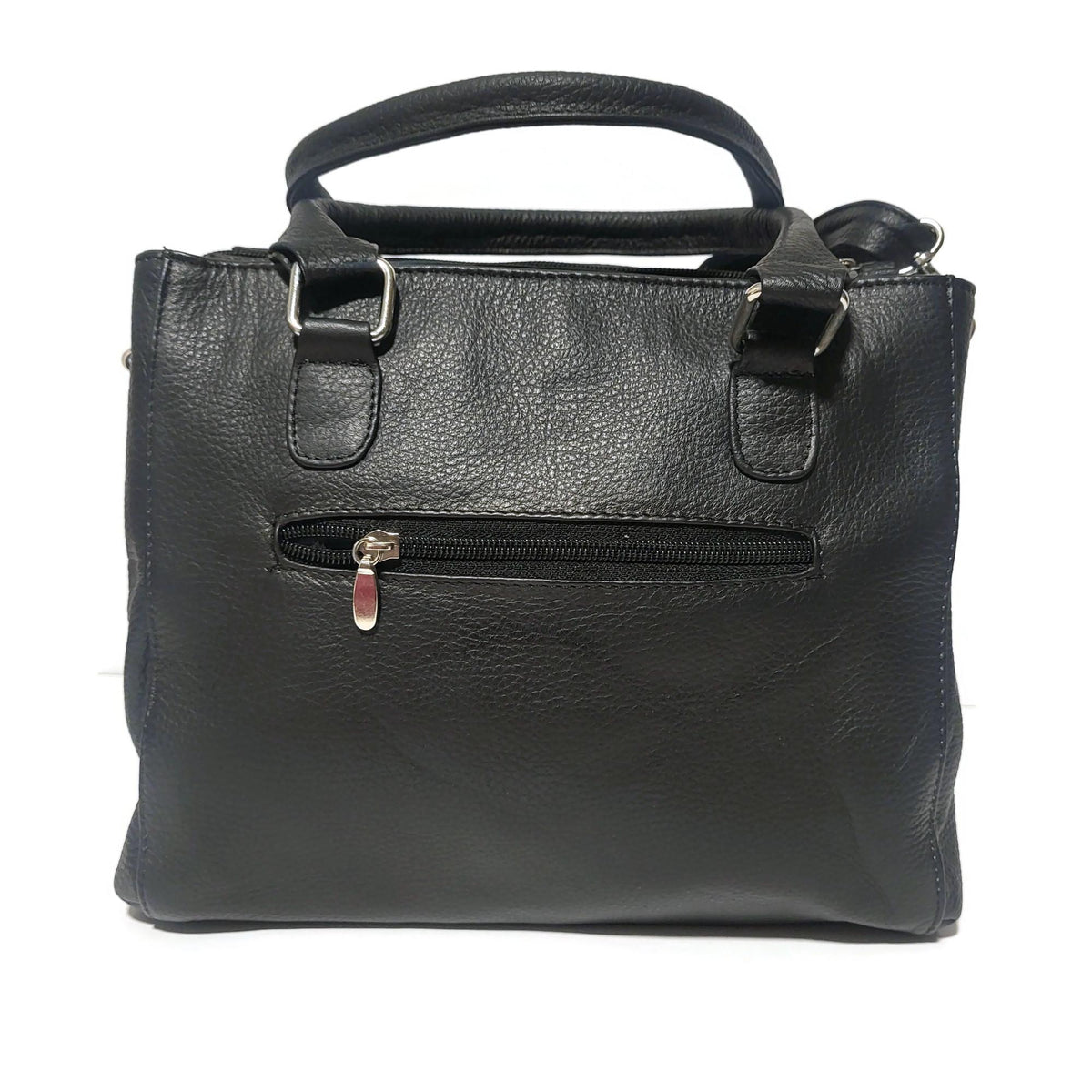 Embossed Black Leather Crossbody Bag: Genuine Cowhide Handbag