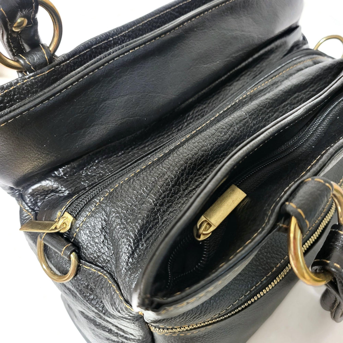 Black Leather Crossbody Bag: Genuine Cowhide Handbag, Shoulder Bag