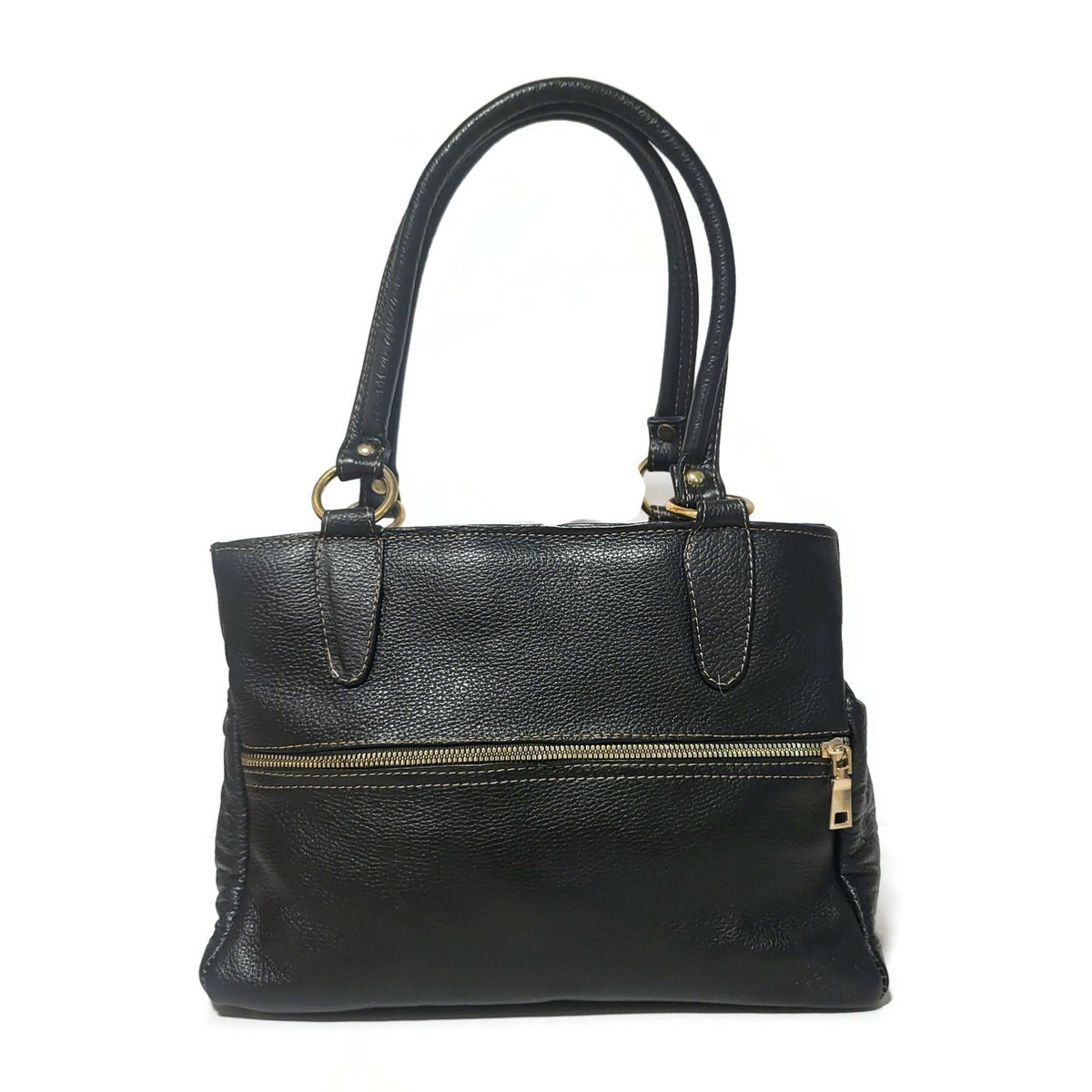 Black Leather Crossbody Bag: Genuine Cowhide Handbag, Shoulder Bag