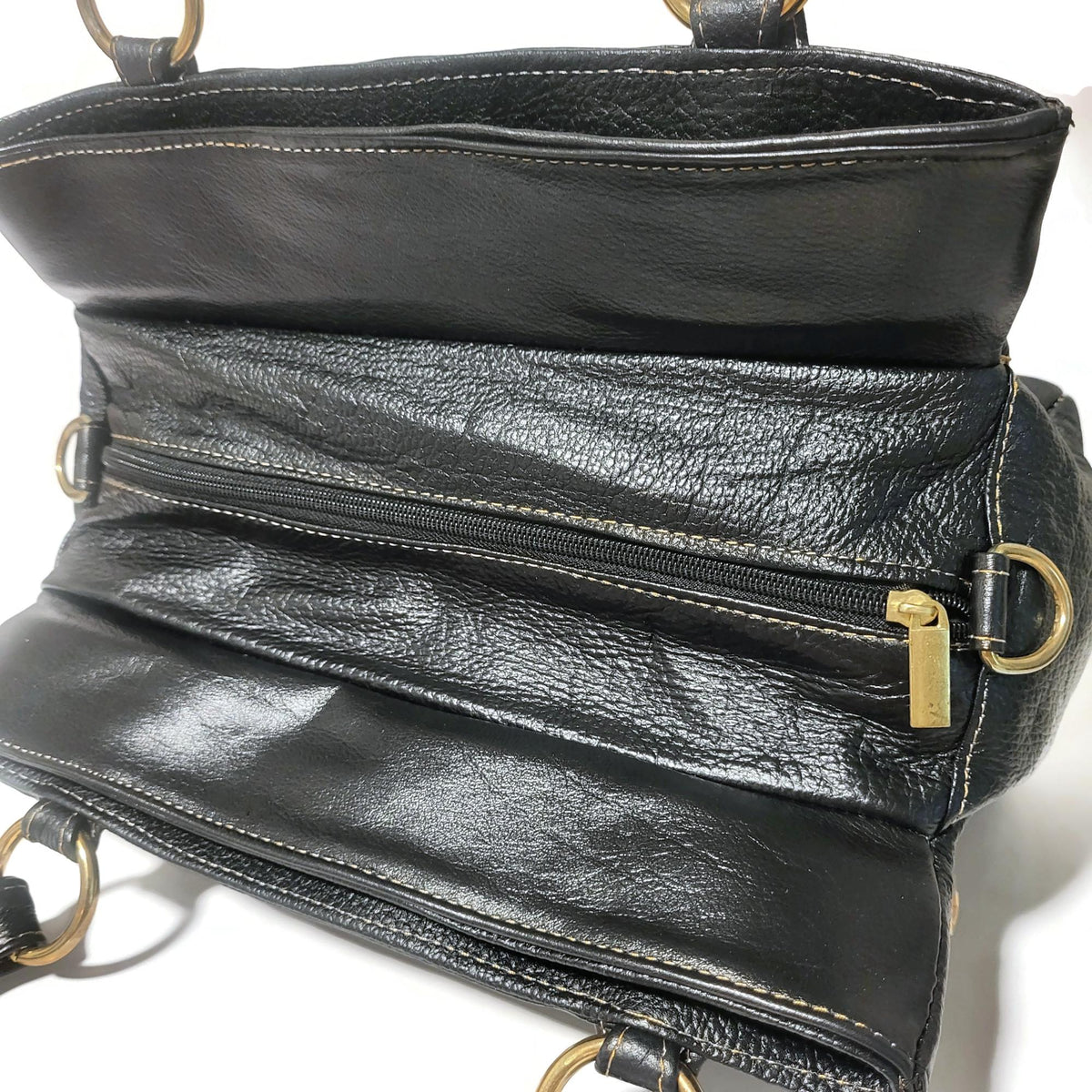 Black Leather Crossbody Bag: Genuine Cowhide Handbag, Shoulder Bag