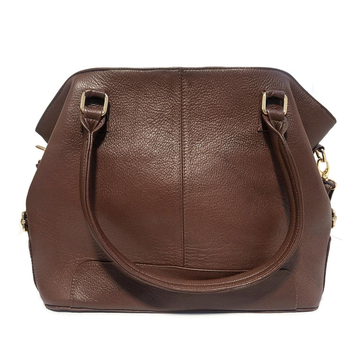 Handmade Brown Leather Tote Bag: Minimalist Shoulder Bag with Zipper