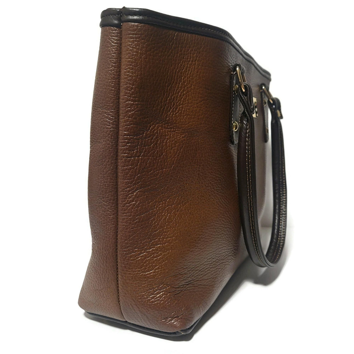 Handmade Cowhide Leather Tote Bag: Brown Shoulder Bag