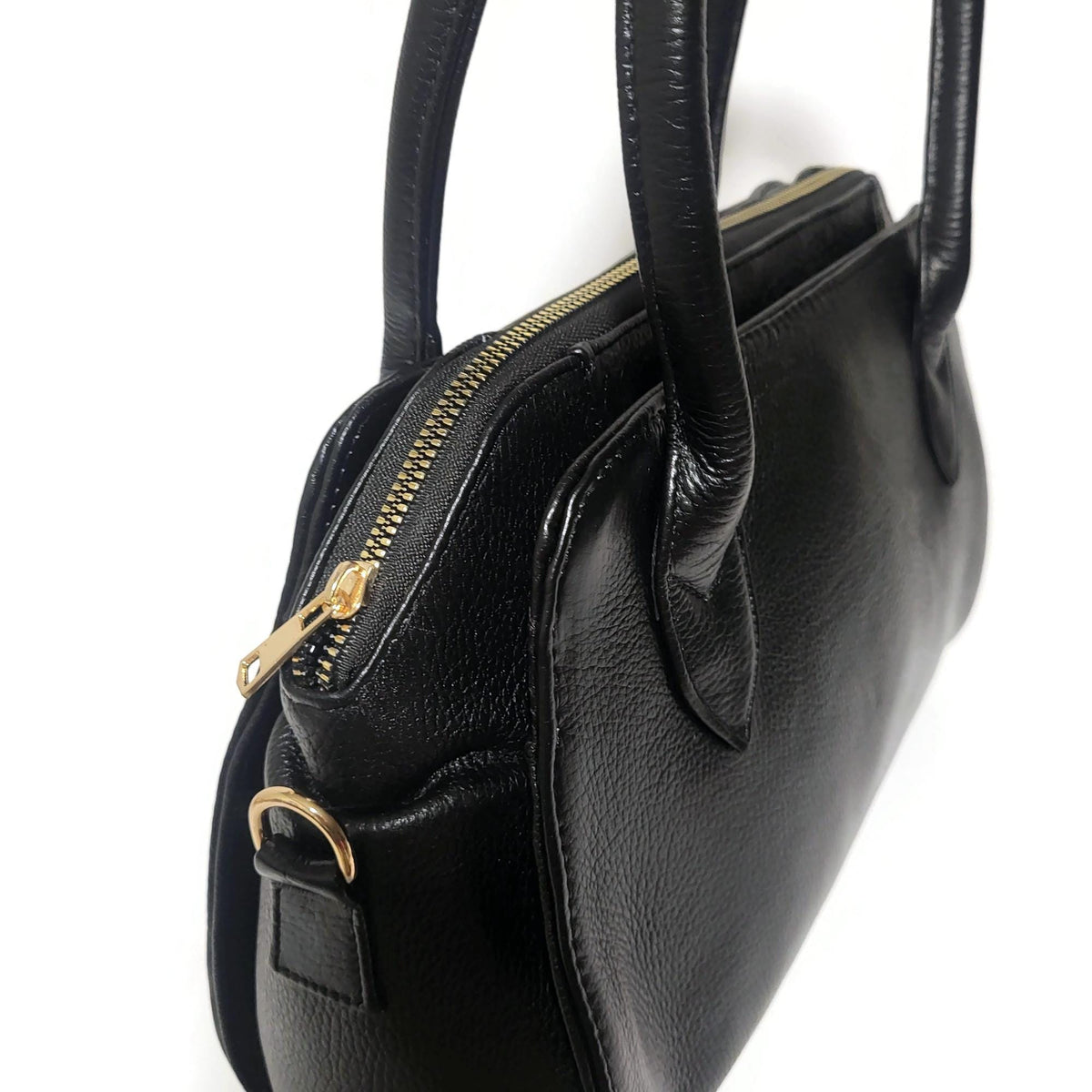 Black Leather Shoulder Bag for Women  Handbag with  Multiplle Compartments