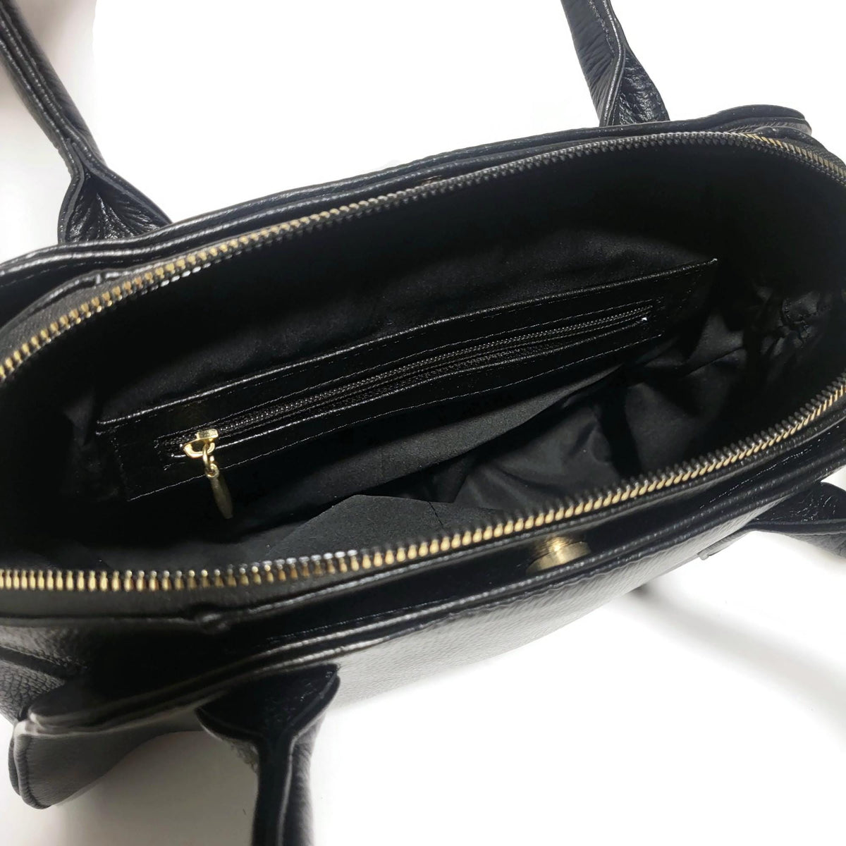 Black Leather Shoulder Bag for Women  Handbag with  Multiplle Compartments