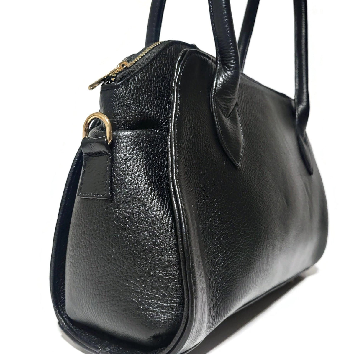 Black Leather Shoulder Bag for Women  Handbag with  Multiplle Compartments