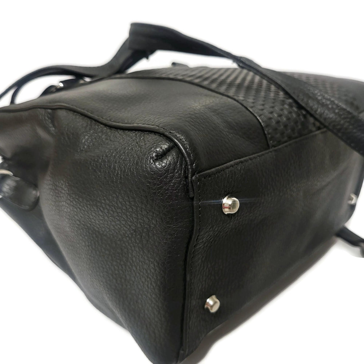 Embossed Black Leather Crossbody Bag: Genuine Cowhide Handbag
