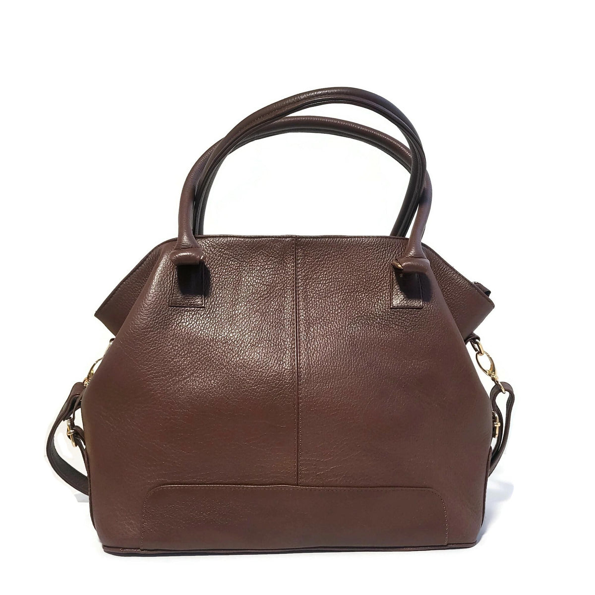 Handmade Brown Leather Tote Bag: Minimalist Shoulder Bag with Zipper