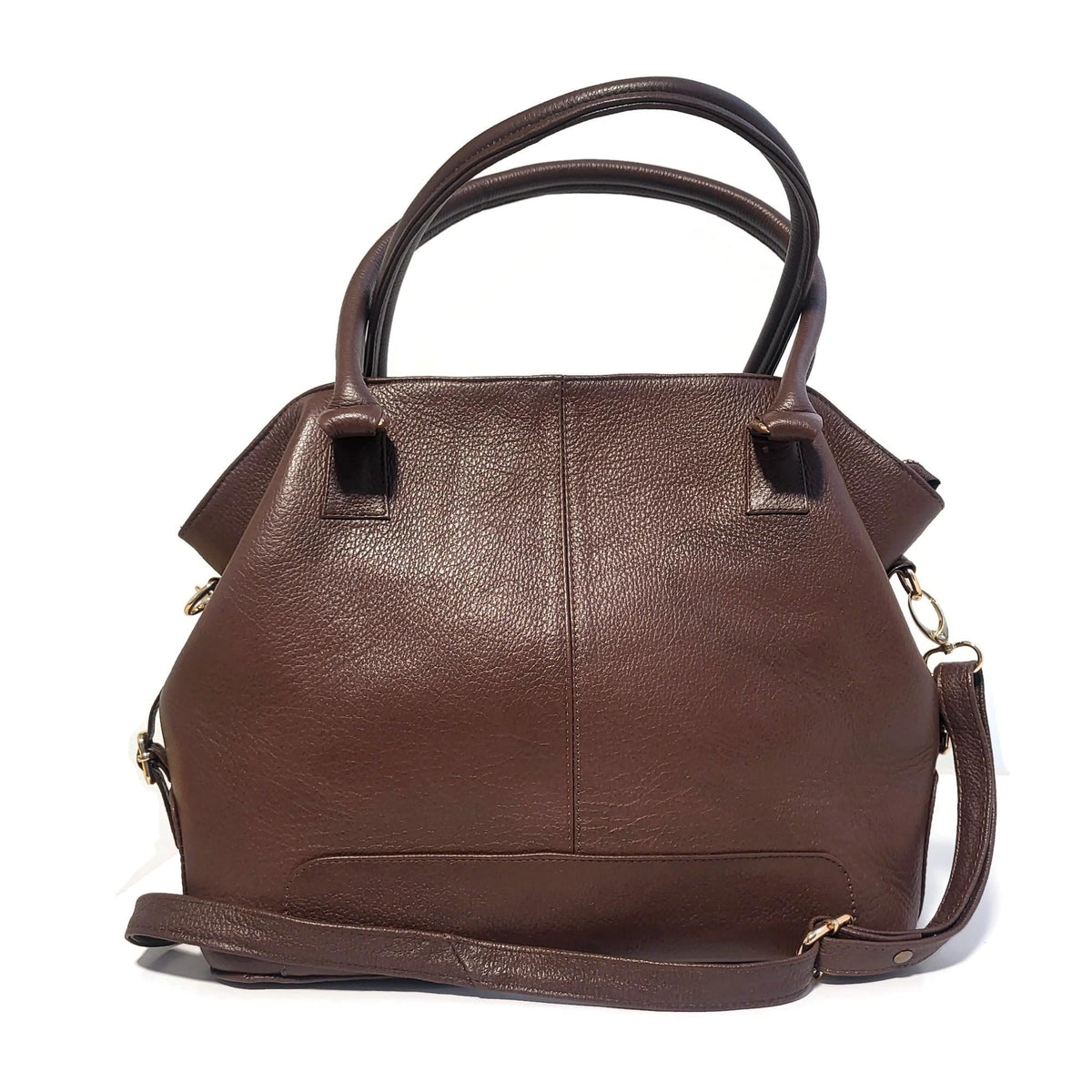 Handmade Brown Leather Tote Bag: Minimalist Shoulder Bag with Zipper
