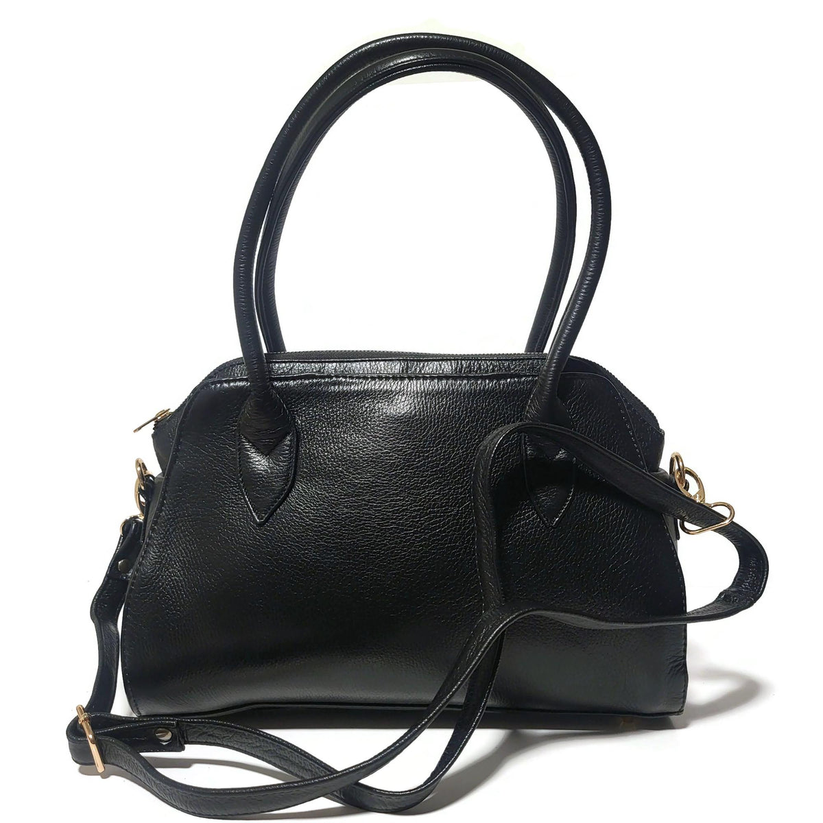 Black Leather Shoulder Bag for Women  Handbag with  Multiplle Compartments
