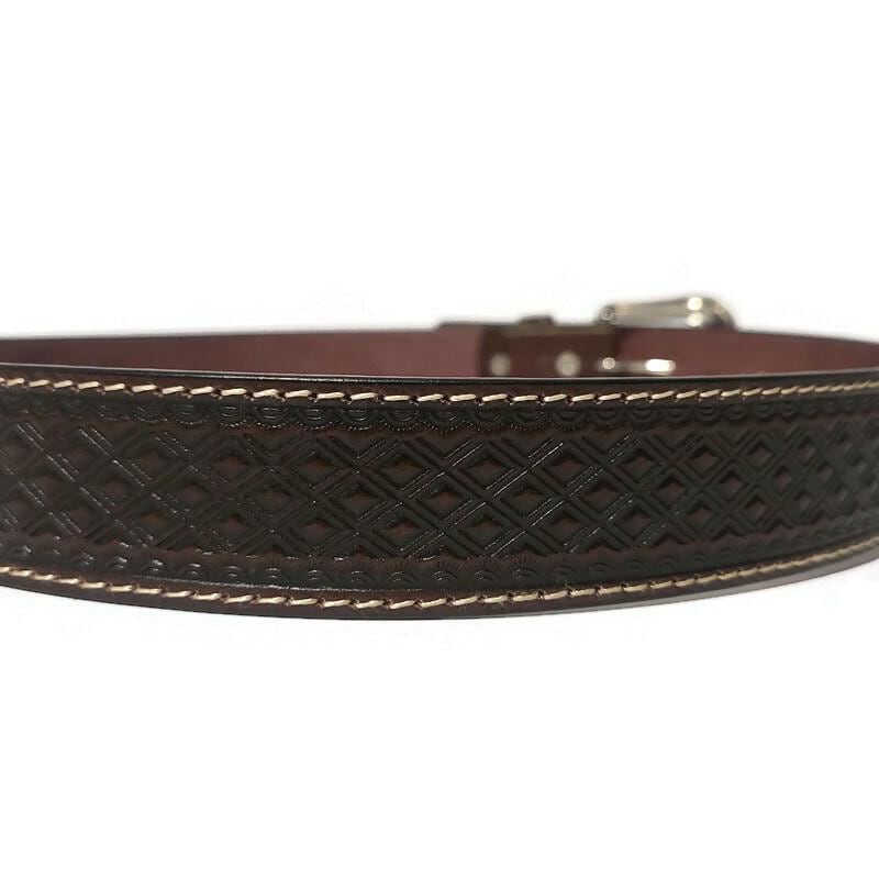 Brown Leather Belt for Men, Rodeo, Cowboy, Embossed
