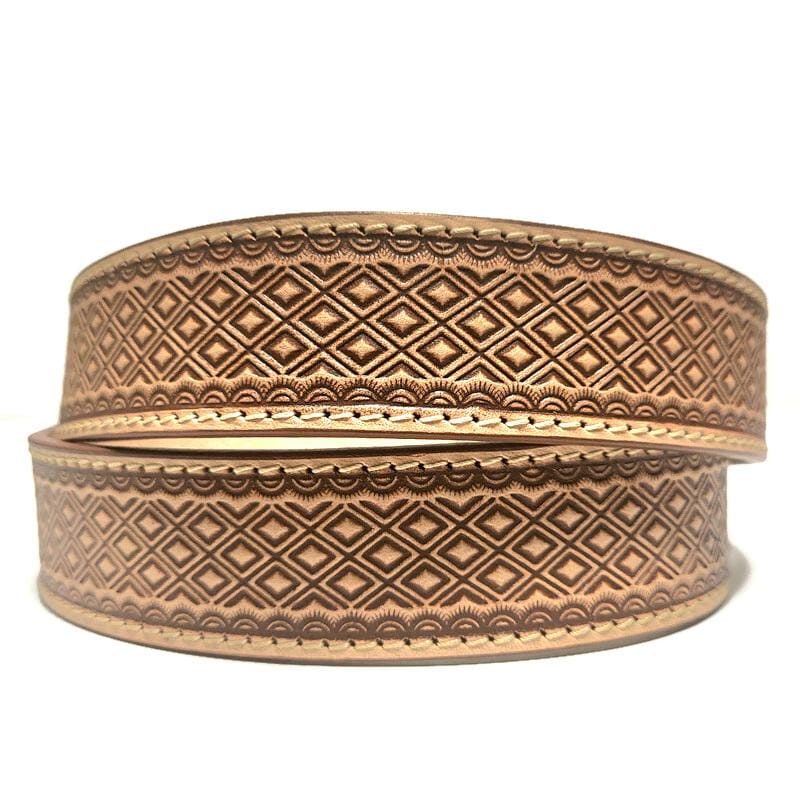 Brown Western Leather Cowboy Belt, Embossed  Rustic Rodeo Style,  Casual  for Jeans