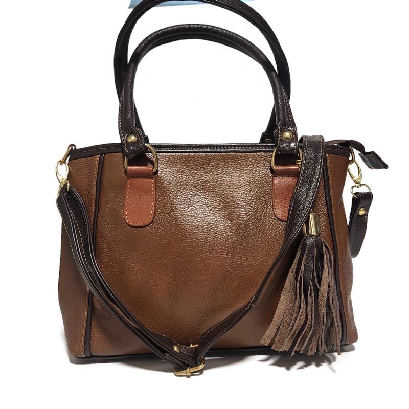 Brown  Leather Bag For Women, With Zipper, Shoulder Purse for Work, with Tassel, Handcrafted