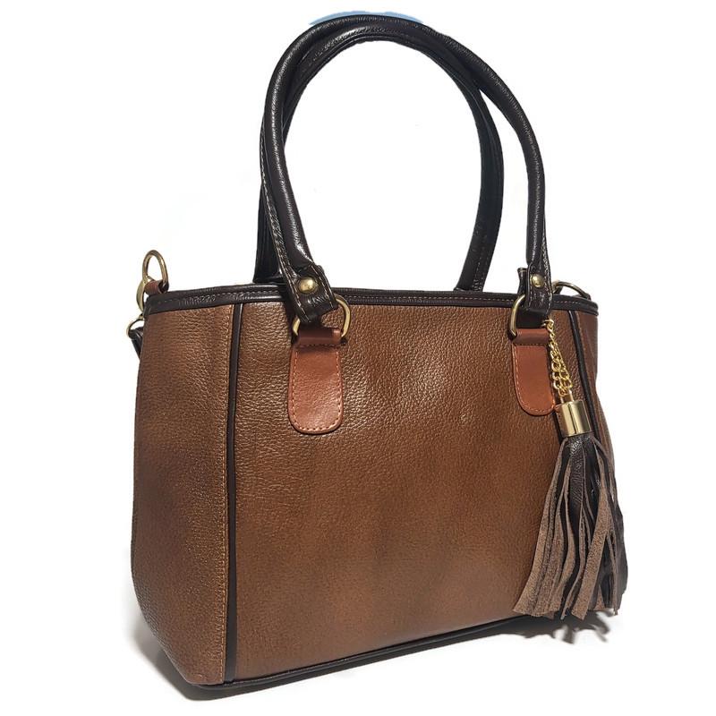 Brown  Leather Bag For Women, With Zipper, Shoulder Purse for Work, with Tassel, Handcrafted