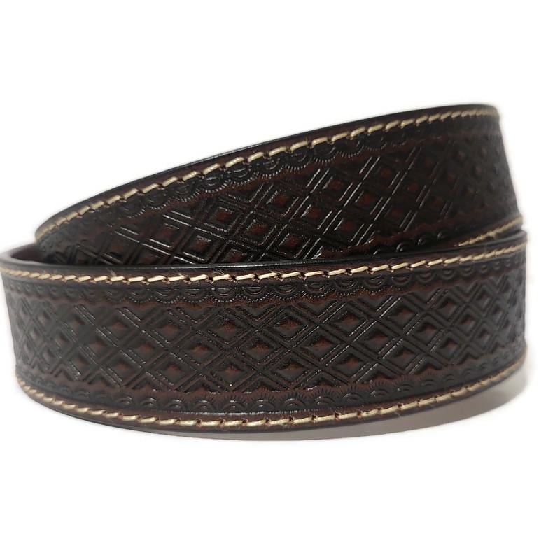 Brown Leather Belt for Men, Rodeo, Cowboy, Embossed