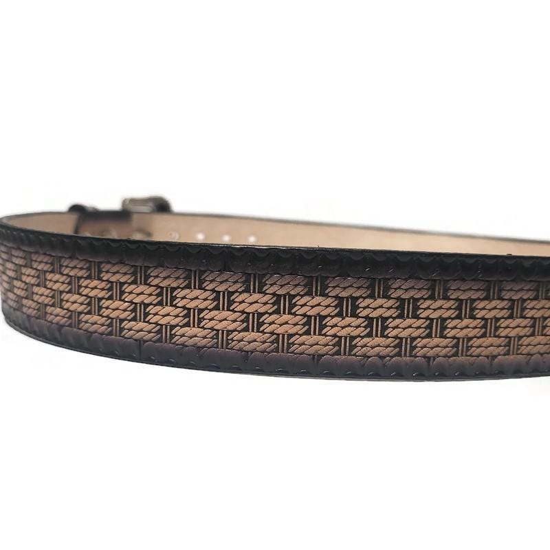 Personalized Black Western Leather Belt for Men, Embossed Cowhide, Snap Buckle