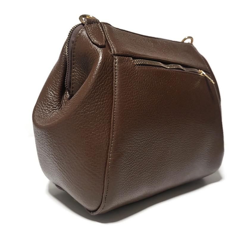 Crossbody Leather Bag For Women,  with zipper, Brown,  Small cowhide bag for work