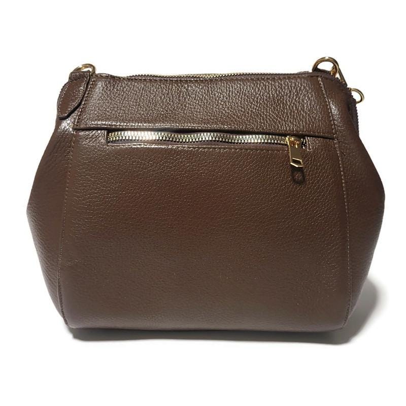 Crossbody Leather Bag For Women,  with zipper, Brown,  Small cowhide bag for work