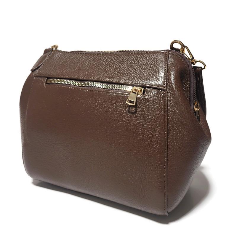 Crossbody Leather Bag For Women,  with zipper, Brown,  Small cowhide bag for work
