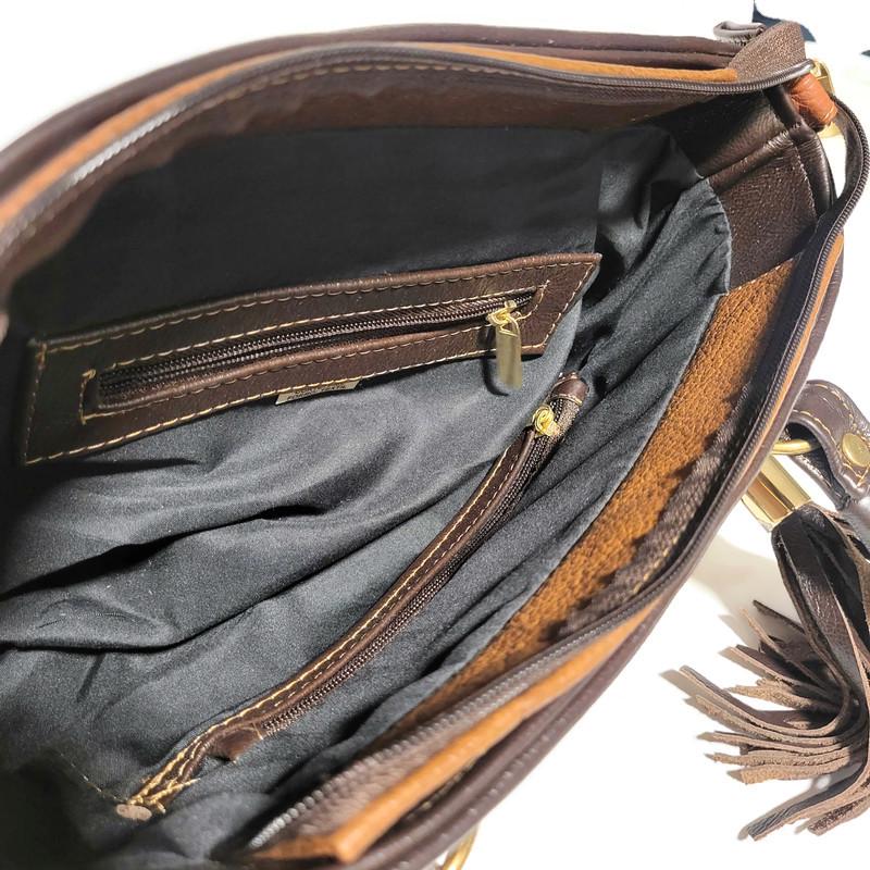 Brown  Leather Bag For Women, With Zipper, Shoulder Purse for Work, with Tassel, Handcrafted