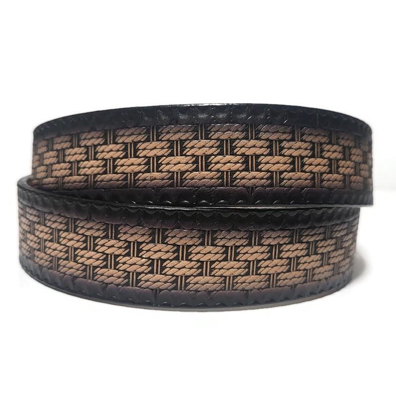 Personalized Black Western Leather Belt for Men, Embossed Cowhide, Snap Buckle