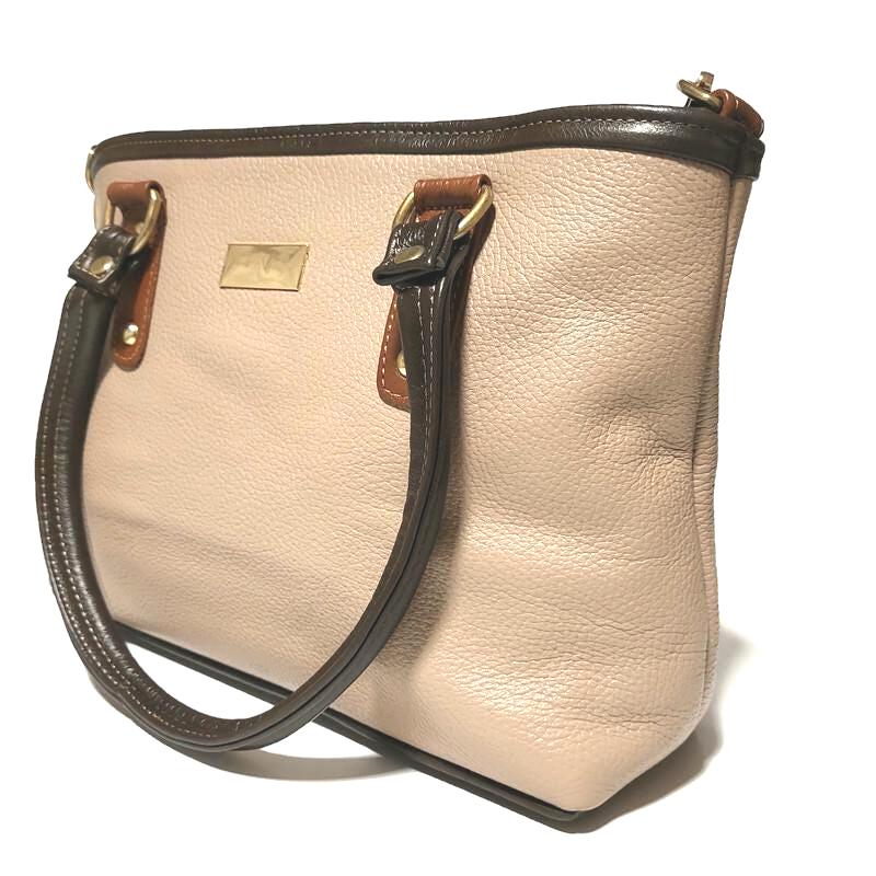 Handmade Leather Tote Bag: Cowhide Shoulder Bag with Zipper