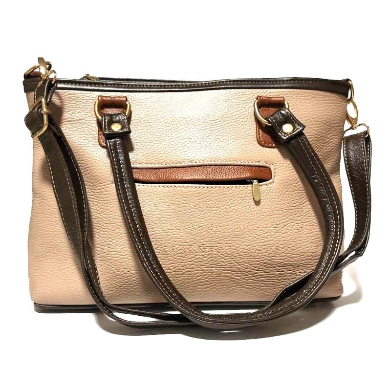 Handmade Leather Tote Bag: Cowhide Shoulder Bag with Zipper