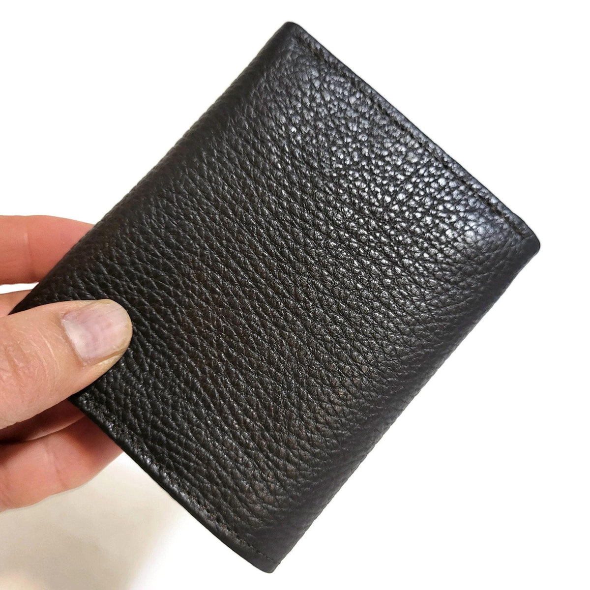Handmade Brown Leather Trifold Wallet: Slim Minimalist Card Holder