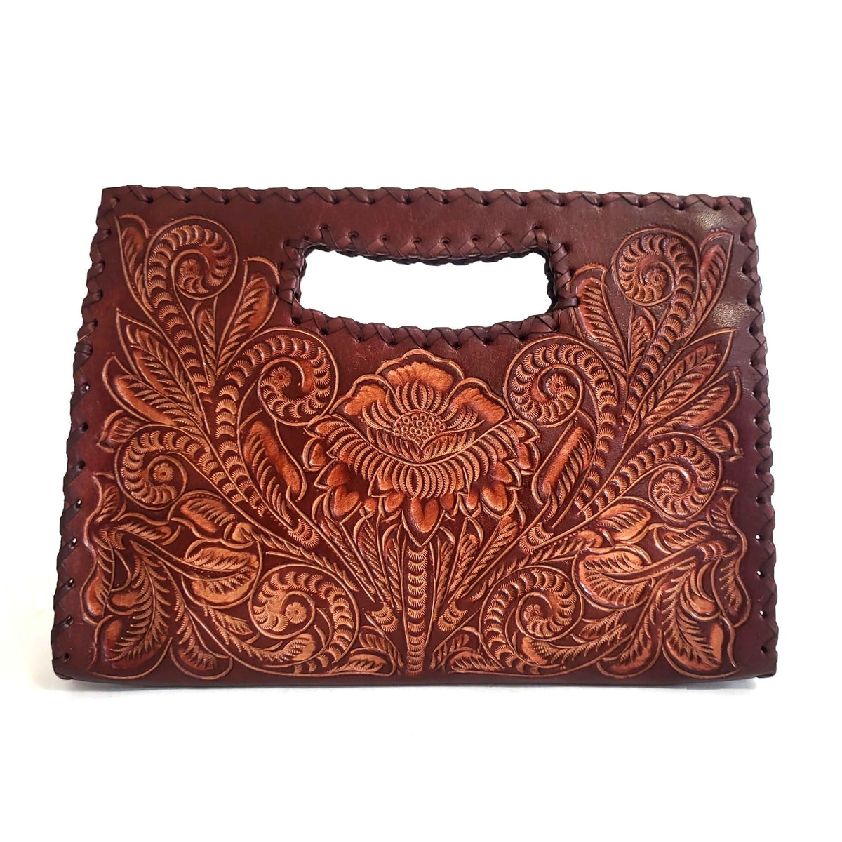 Hand Tooled Leather Handbag Boho Floral Embossed  Western Cowgirl Shoulder Bag