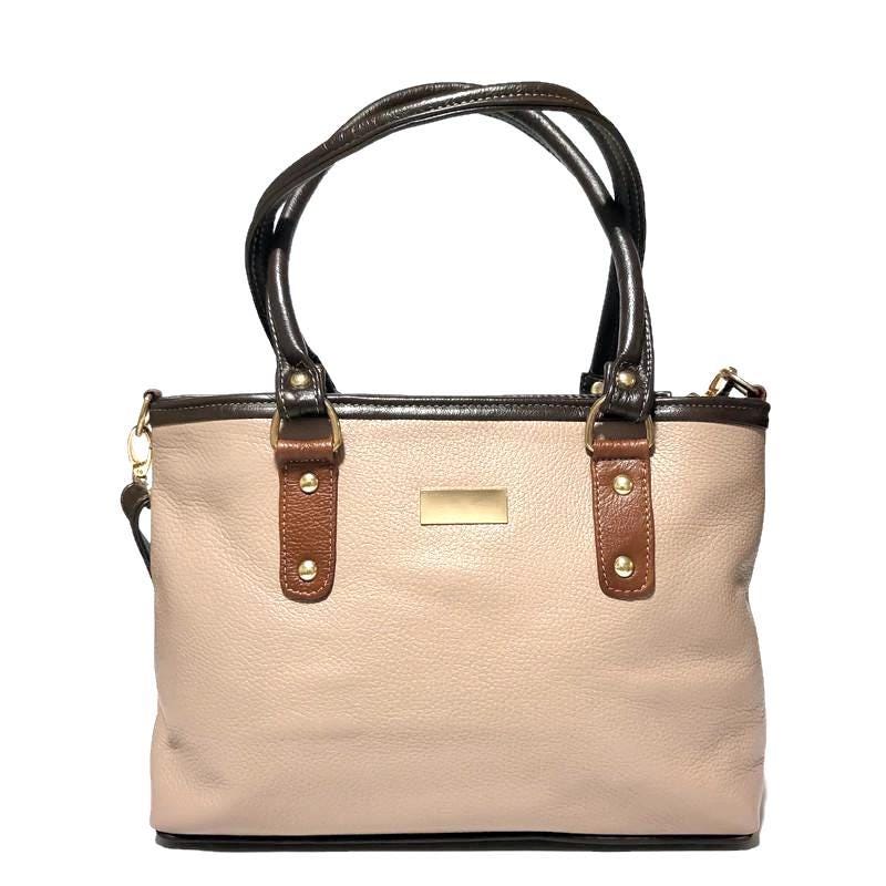 Handmade Leather Tote Bag: Cowhide Shoulder Bag with Zipper
