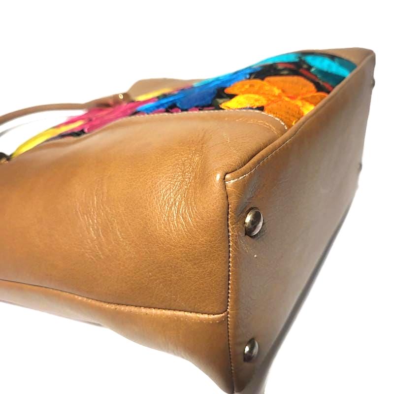 Handmade Leather Tote Bag: Bohemian Floral Embroidered Shoulder Bag