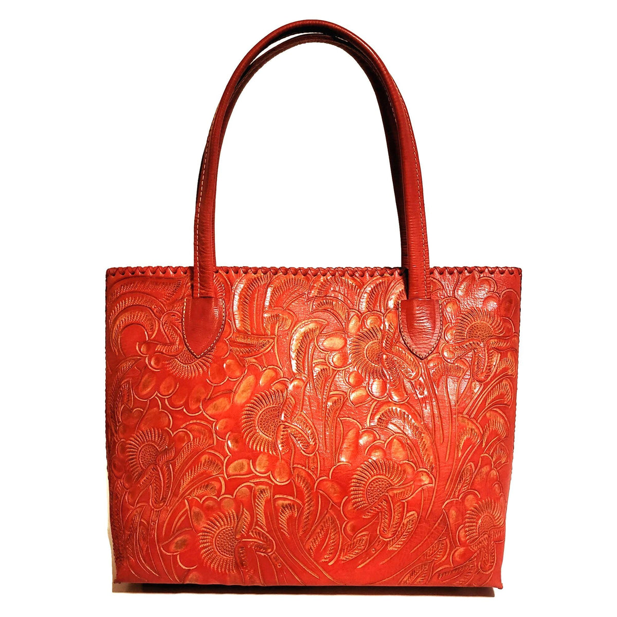 Redr Shoulder Bag for Women, Hand tooled leather Bohemian Tote Floral Embossed