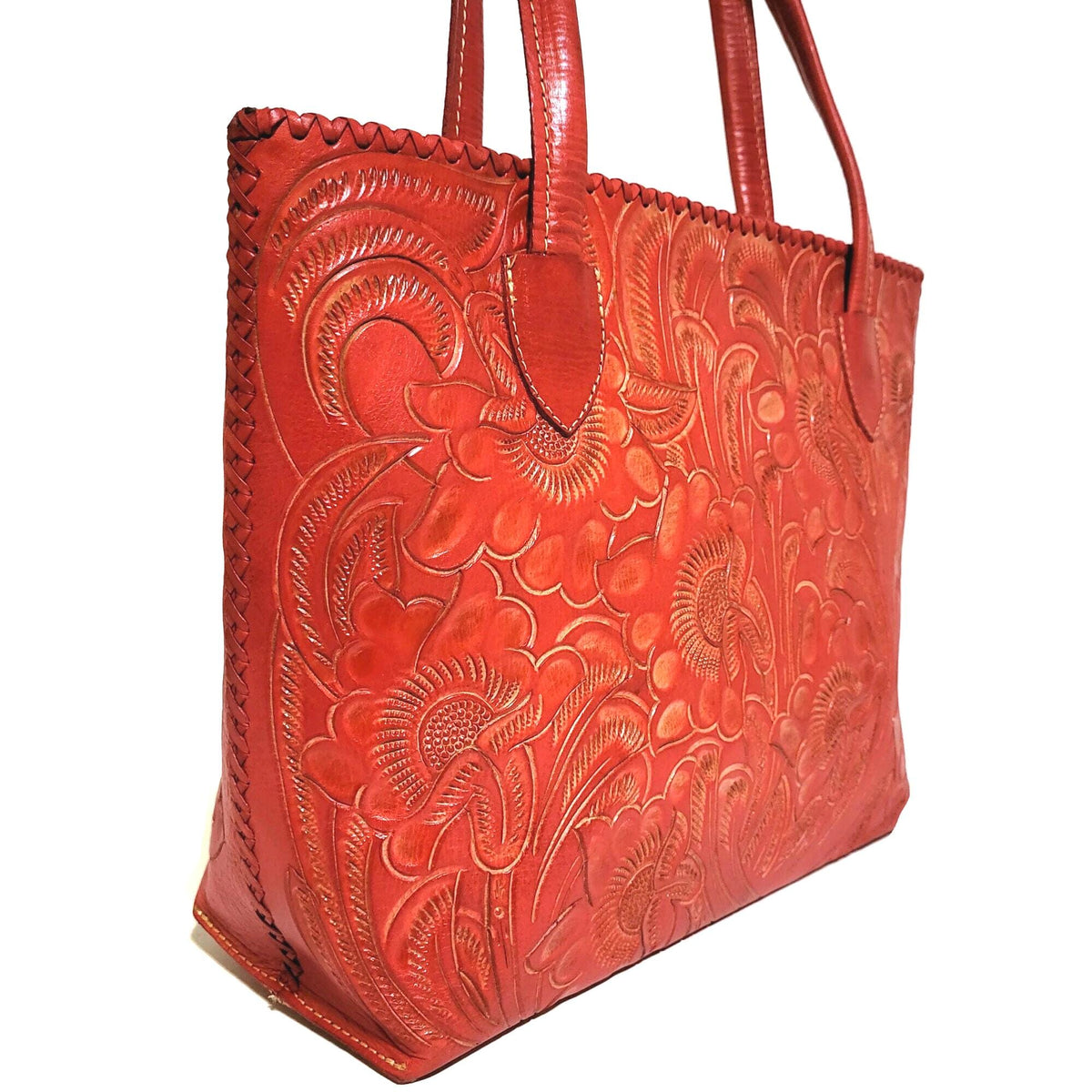 Redr Shoulder Bag for Women, Hand tooled leather Bohemian Tote Floral Embossed