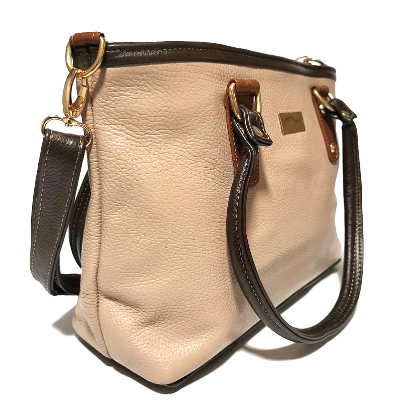 Handmade Leather Tote Bag: Cowhide Shoulder Bag with Zipper