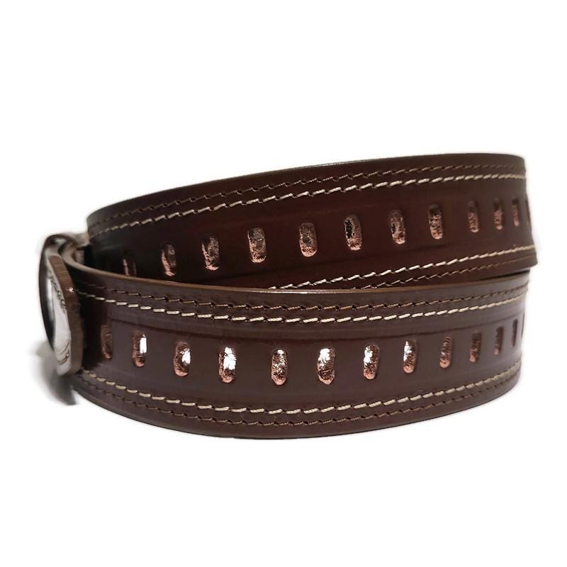 Handmade Brown Full Grain Leather Belt: Men's Casual Jeans Belt