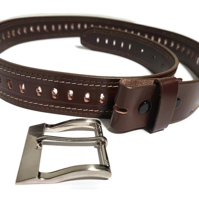 Handmade Brown Full Grain Leather Belt: Men's Casual Jeans Belt