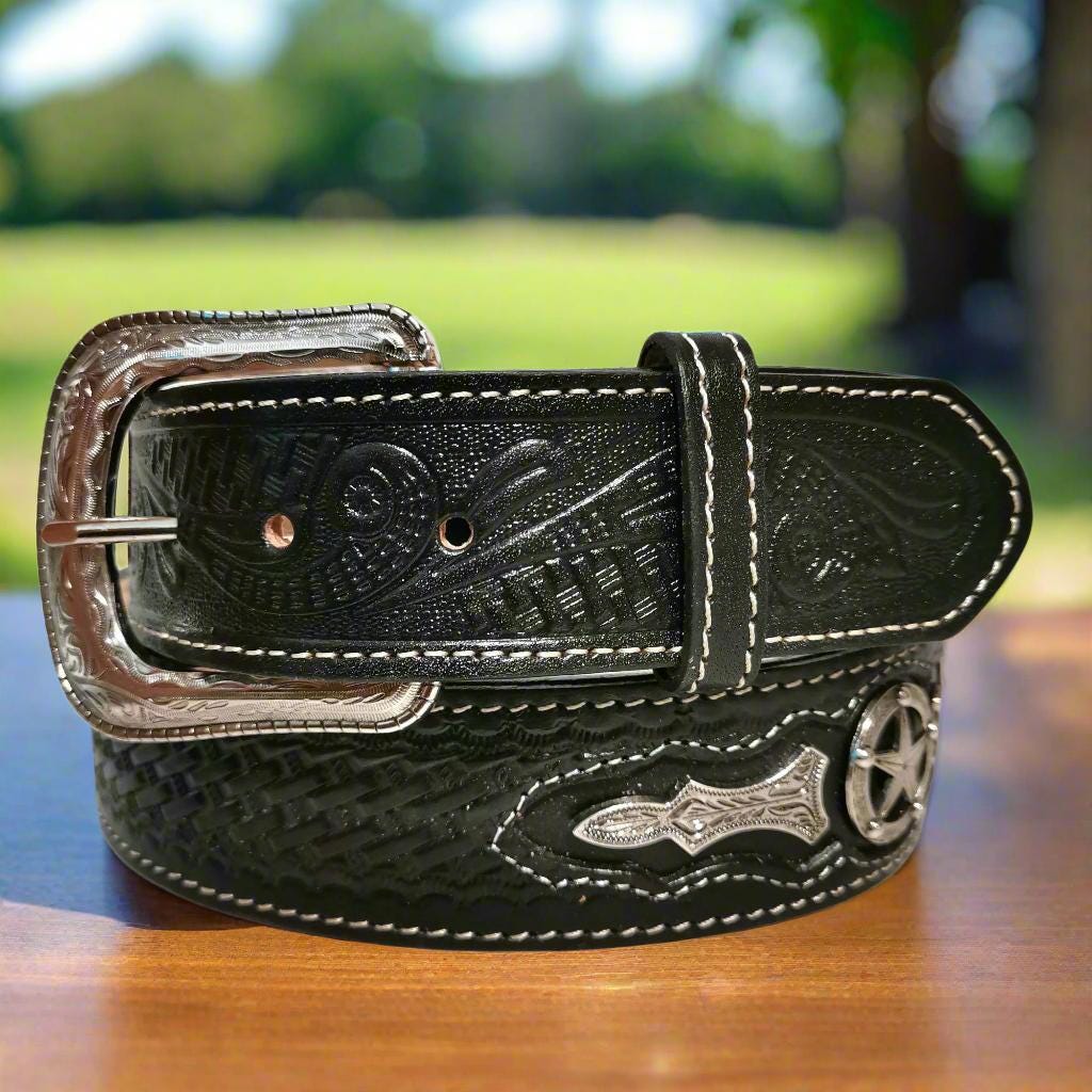 Handmade Brown Leather Western Belt: Mens Rodeo Cowboy Style