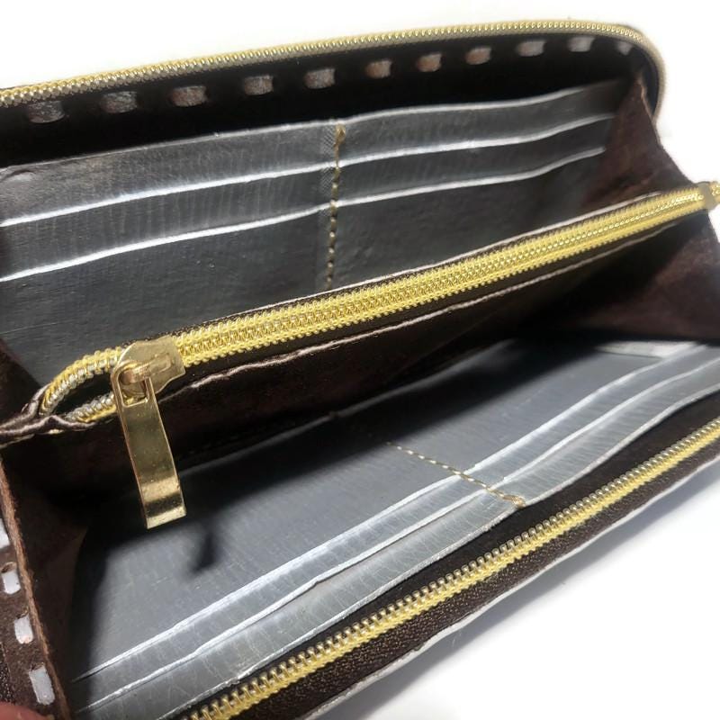 Handmade Tooled Leather Wallet: Western Floral Cowhide Clutch