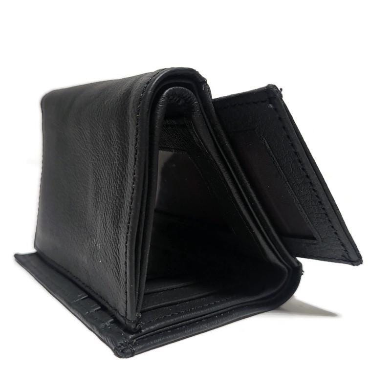 Handmade Brown Leather Trifold Wallet for Men Slim Minimalist Design