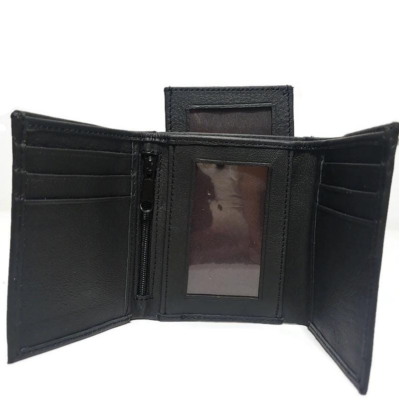 Handmade Brown Leather Trifold Wallet for Men Slim Minimalist Design