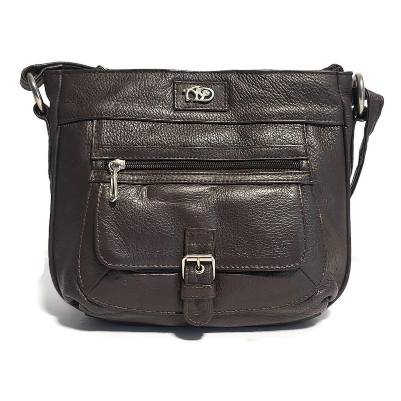 Brown Leather Crossbody Bag: Compact Brown Shoulder Purse