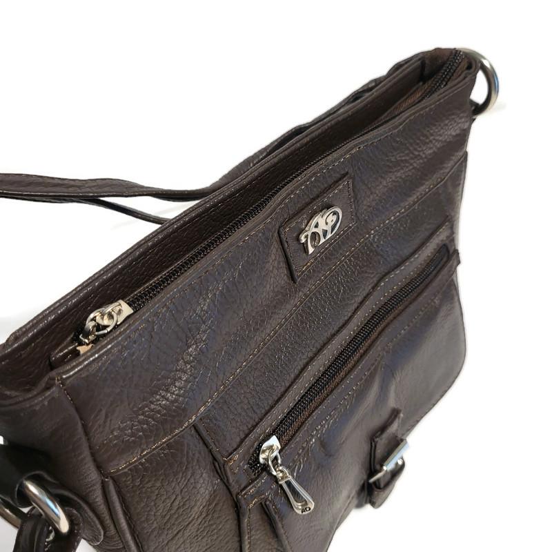 Brown Leather Crossbody Bag: Compact Brown Shoulder Purse